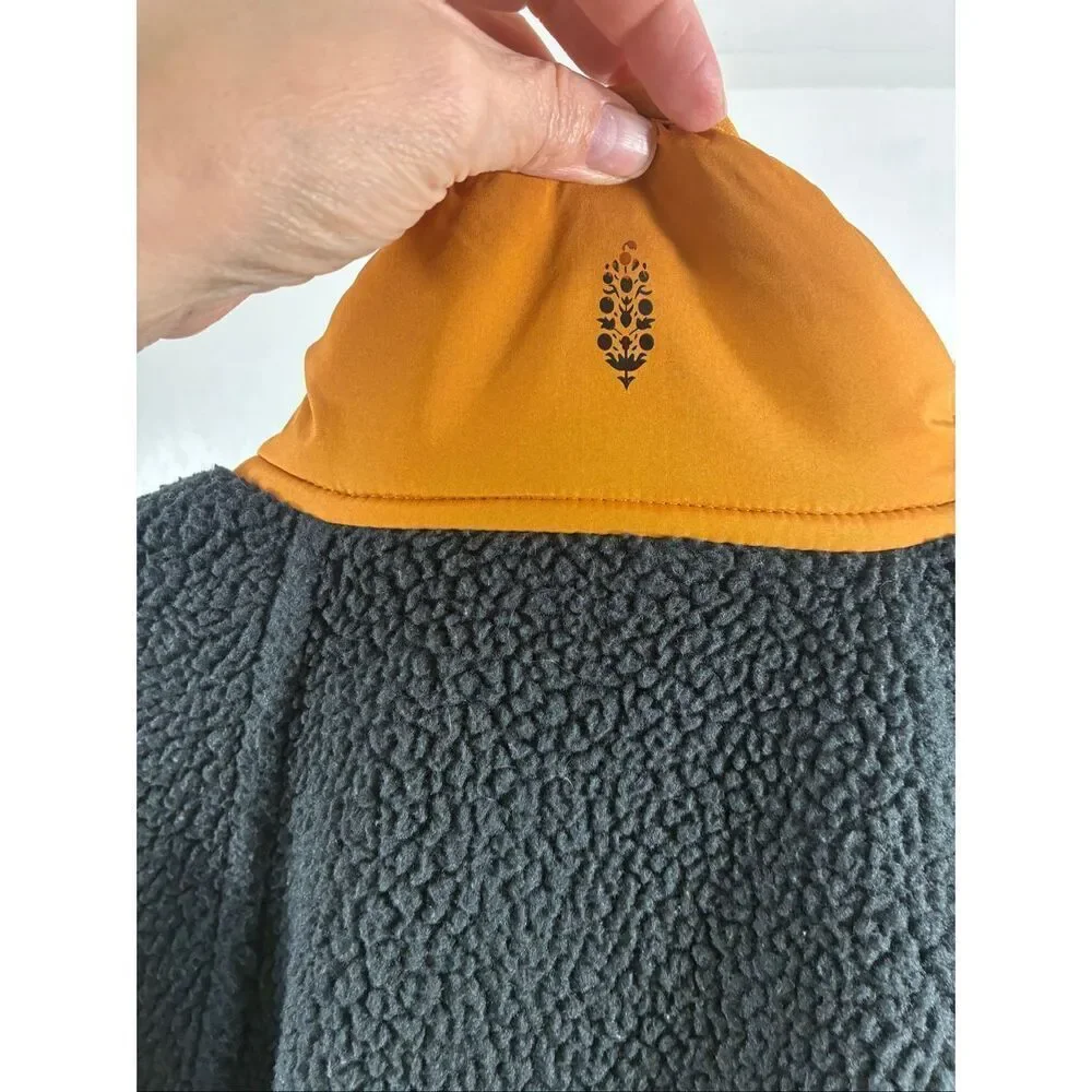 Free People Movement Hit the Slopes Color Block Pullover Black with Orange Accen